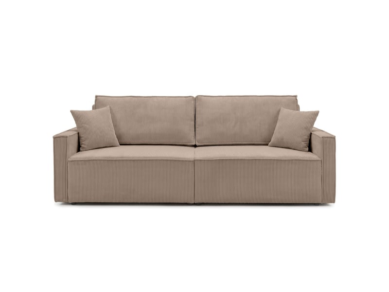  Farah - canapé droit 3 places convertible accoudoirs slim en velours cotelé  - Conforama E
