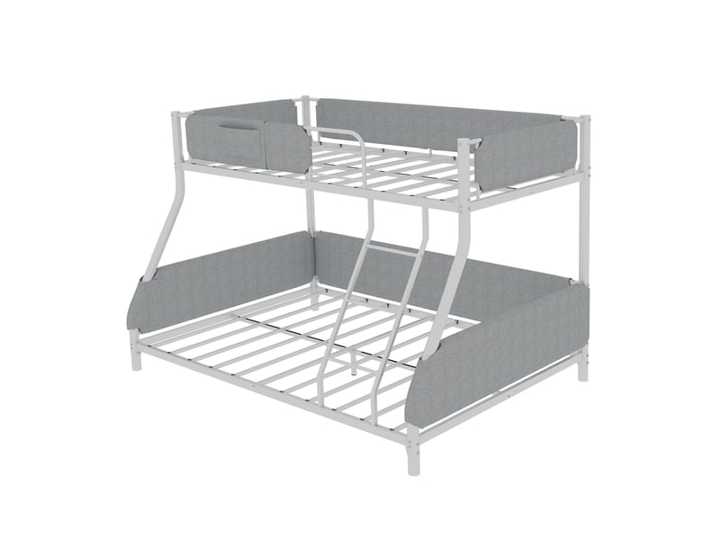  Lit superposé avec poche textile 90 × 190 140 × 190 cm, blanc vieilli IKSETERA TRADING LTD - Conforama E
