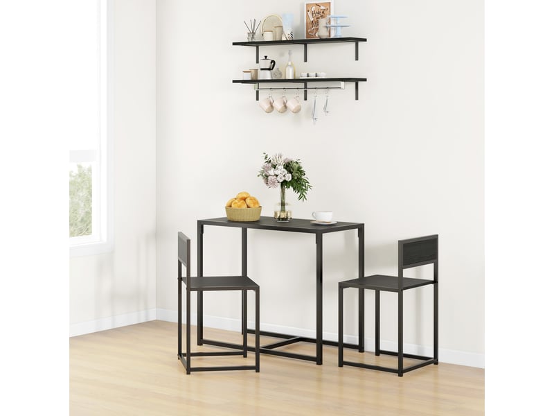  Ensemble table et chaises , table à manger 3 pièces avec 2 chaises encastrables, noir, pour cuisine salon maison  - Conforama D