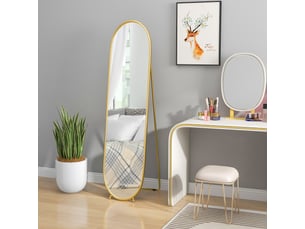 Miroir ovale à poser coloris doré <strong></strong> <strong></strong> - 40 cm x 40 cm