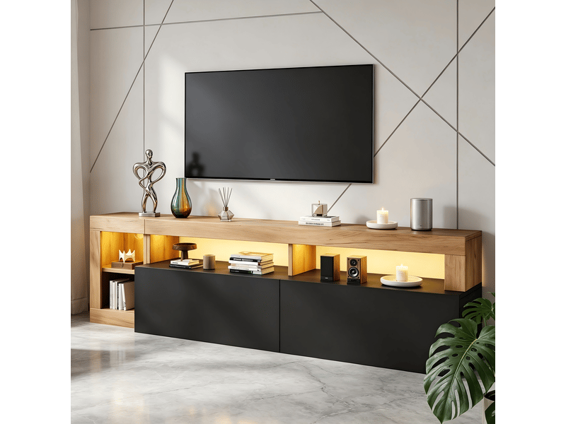  Lit mezzanine en fer et panneau de particules, blanc et naturel, 90x200 cm, avec bureau et armoire, échelle latérale avec main courante  - Conforama D