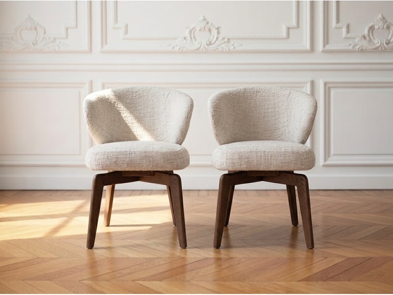 Bobochic lot de 2 chaises pivotantes anne placage chêne massif et tissu texturé marron foncé ANNE - Conforama C