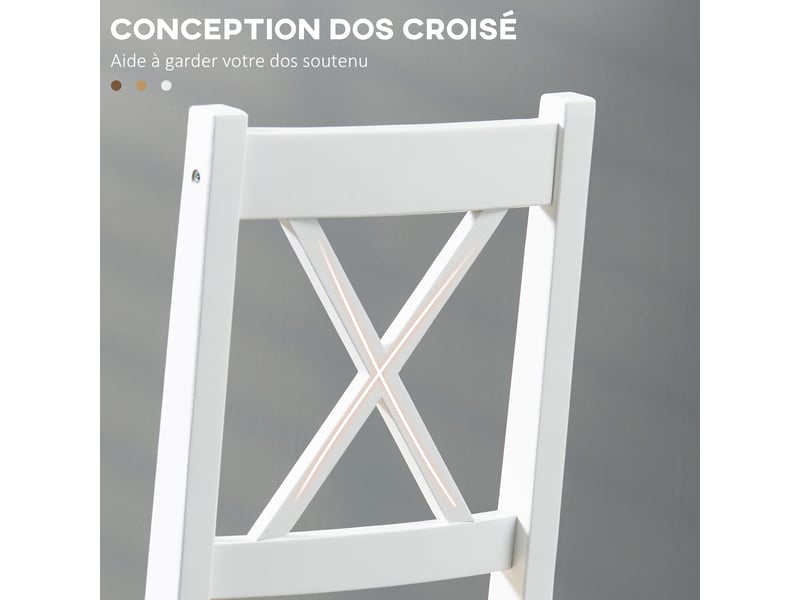 Lot de 4 chaises design style maison de campagne, cuisine ou salon, cadre blanc – parfaites pour salle à manger - Conforama R