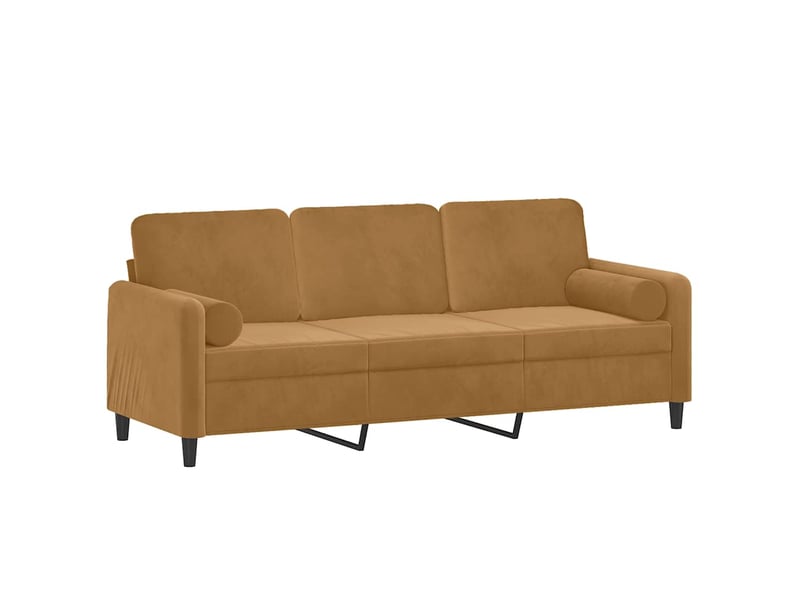  Canapé droit, sofa, canapé 3 places avec oreillers décoratifs marron 180 cm velours cf20133  - Conforama C