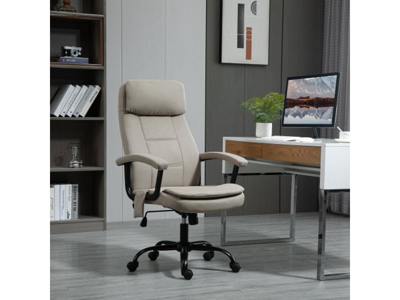 Chaise de bureau ergonomique massante, inclinable, réglable en hauteur, beige, télétravail - Conforama B