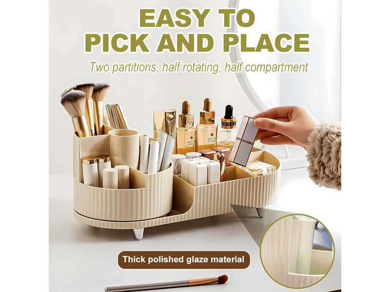  Rangement maquillage et compartiments 2 en 1, 360 degrés organisateur maquillage pour chambre, salle de bain, rangement coiffeuse, rangement parfum  - Conforama D