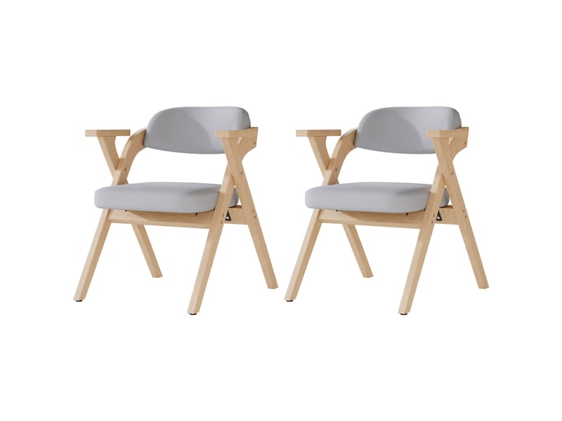  Lot de 2 chaises pliantes de salle à manger en bois massif, assise en lin, gris evarich - Conforama A