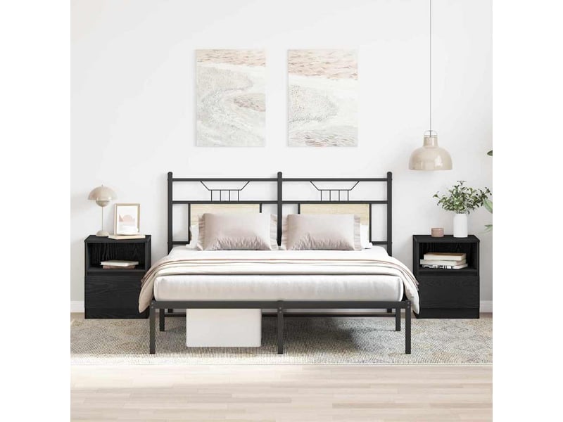  Table de chevet avec tiroir 2 pièces chêne noir 40 x 40 x 50 cm  - Conforama B