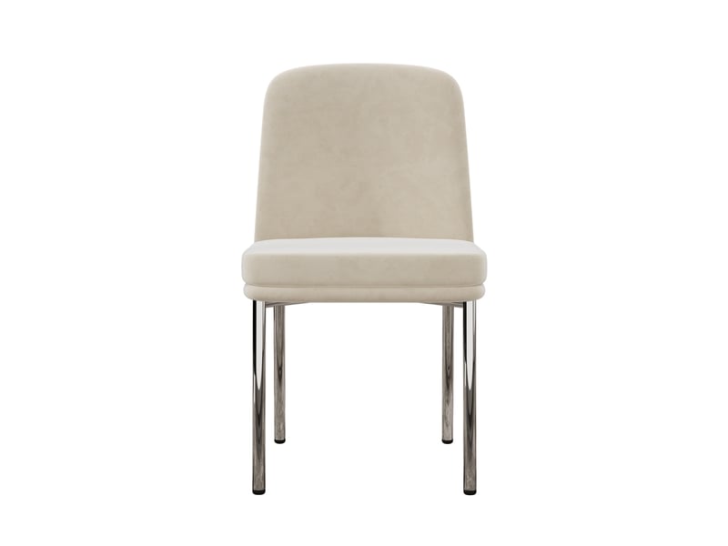  Lot de 4 chaises de salle à manger 42,5x53x82 cm en velours beige, style contemporain épuré  - Conforama A