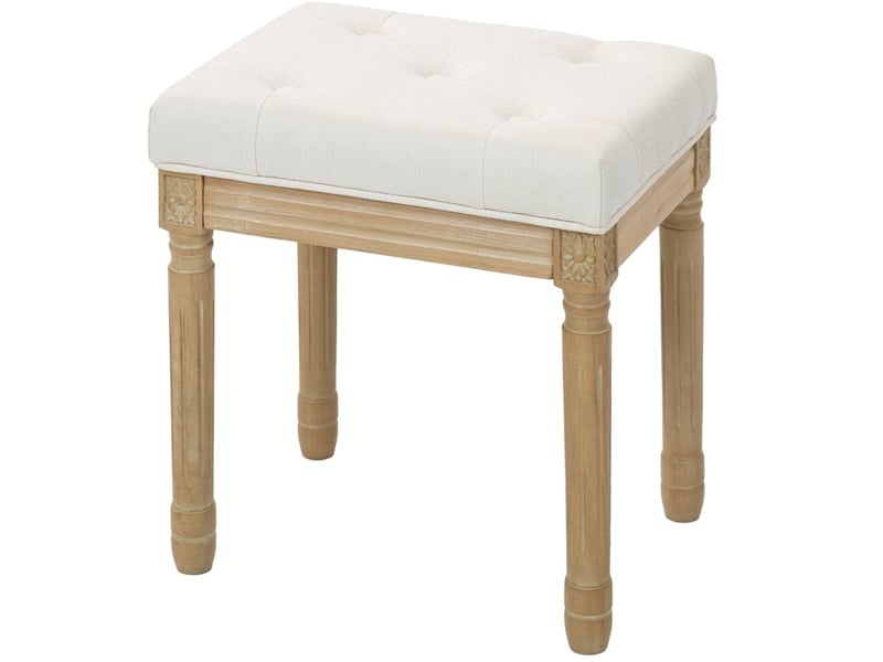  Tabouret repose-pieds 42 x 32 x 46,5 cm beige en polyester, assise capitonnée style campagne  - Conforama D