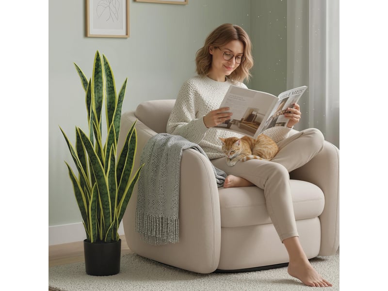 Sansevieria artificielle en pot pour usage intérieur et extérieur, avec 21 feuilles modelables, ø20x90 cm  - Conforama C