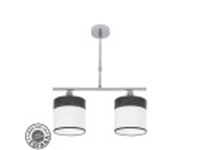  Lampe de plafond fabrilamp cloe chromeblanc-bois noir 2 x e14 hauteur réglable 44-61 cm 43x14 cm 175452009 - Conforama B