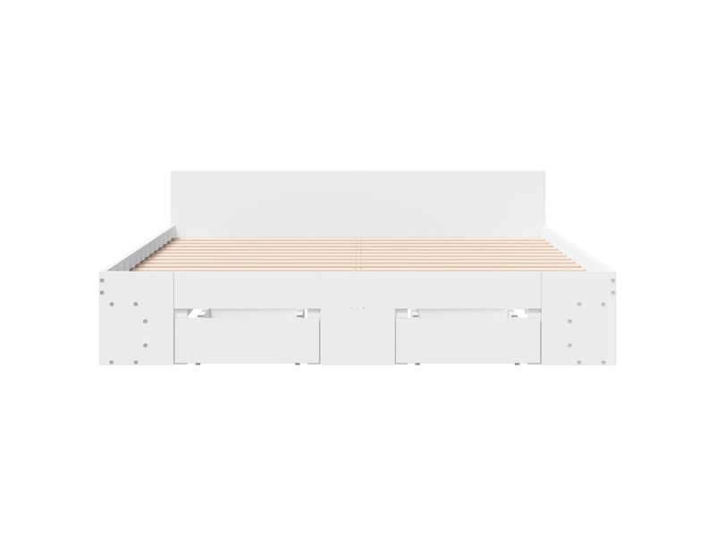 Lit double- lit adulte - cadre de lit avec tiroirs sans matelas blanc 150x200 cm - Conforama C