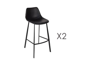 Lot de 2 chaises de bar h80 cm en pu noir - franky