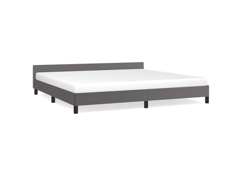  Lit double- lit adulte -  cadre de lit avec tête de lit sans matelas gris 200x200 cm  - Conforama A