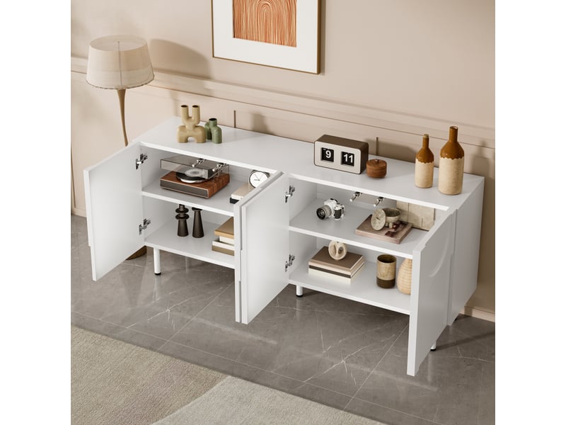  Buffet avec rangement et fermeture douce pour salle à manger en mdf 160×38,5×70 cm blanc  - Conforama C