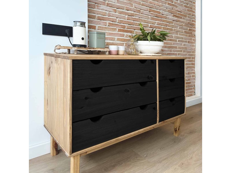  Armoire à tiroirs, commode avec tiroir otta noir 111x43x73,5 cm  - Conforama B