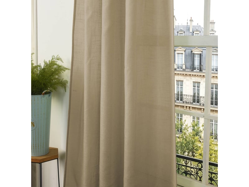  Lot de 2 voilages ajustables + 8 anneaux pince 140 x 270 cm evasion polyester effet lin  - Conforama E