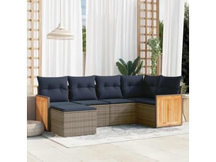 Vidaxl ensemble de canapé de jardin 6 pcs avec coussins gris résine tressée