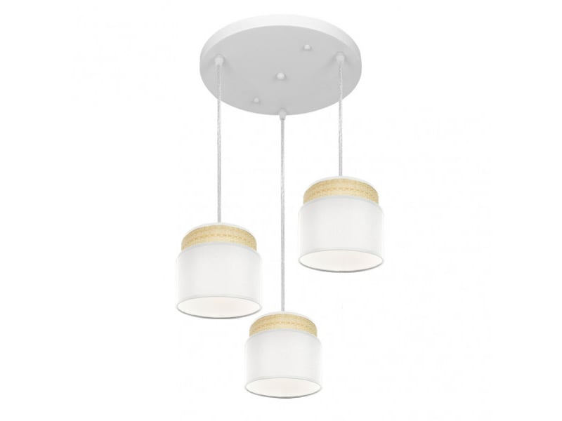  Plafonnier suspendu fabrilamp kandy naturelblanc 3 x e27 hauteur réglable 45-108 cm 39x39 cm 174283001 - Conforama A