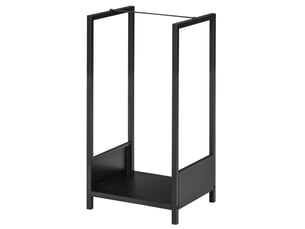 Porte-bûches intérieur extérieur en acier, base surélevée, 39 x 35 x 76 cm, noir