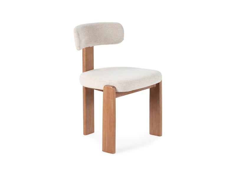  Lot de 2 chaises repas design en tissu texturé beige et bois  - Conforama C