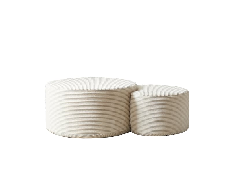  Table basse ronde beige lot de 2 en tissu  - Conforama R