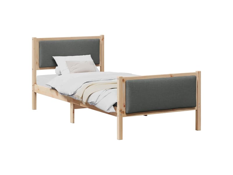  Lit simple- lit adulte -  cadre de lit avec tête de lit gris foncé 100 x 200 cm tissu  - Conforama B