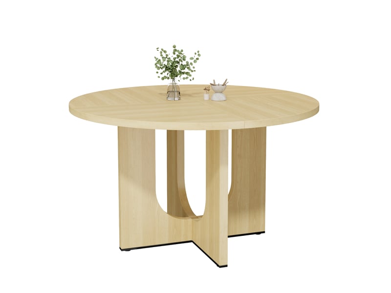  Table à manger ronde 120 cm - 4 à 6 personnes - style scandinave - chêne -| sans chaise  - Conforama A