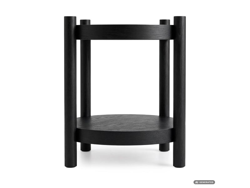 Table basse terra noire 44,5 cm ronde avec étagère 44,5x44,5x48 cm TERRA - Conforama B