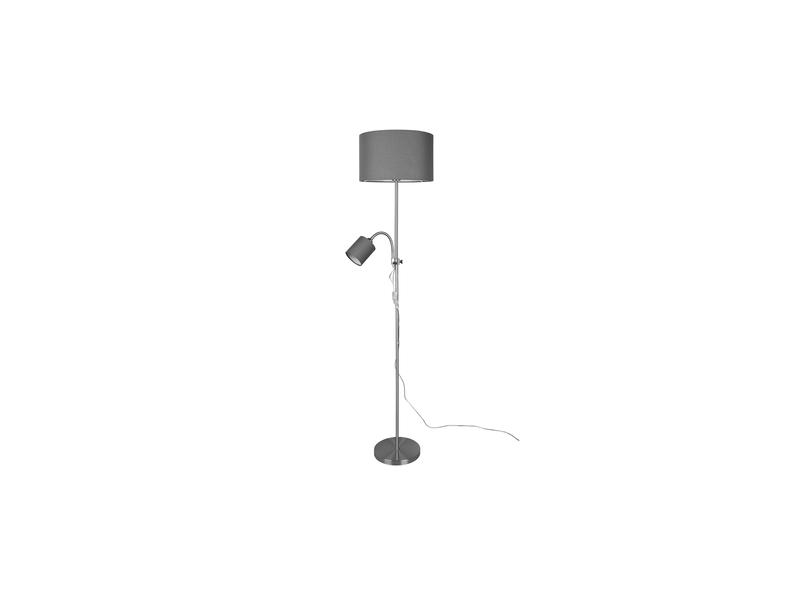 Lampadaire owen 1xe27+spot nickel et tissu gris l36 cm trio lighting  - Conforama E