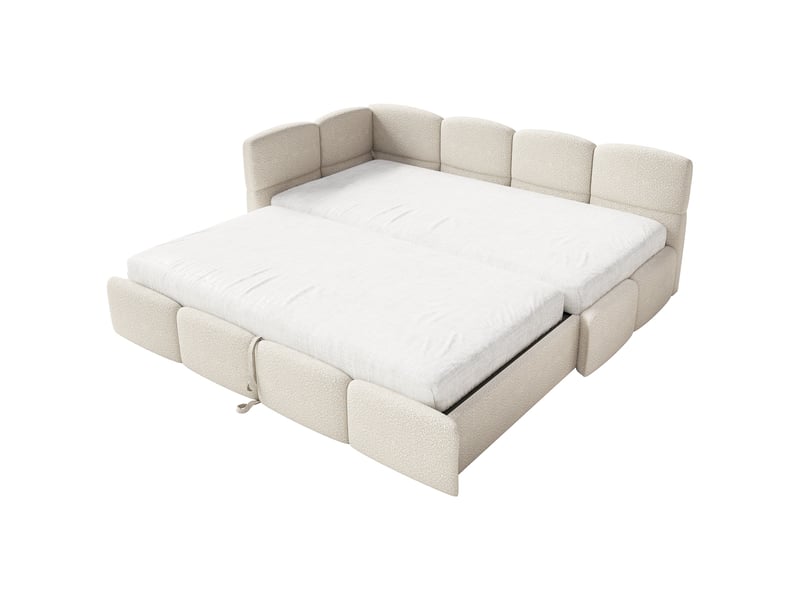  Selsey cloudy - lit rembourré - 170x185 cm - bouclé beige clair - côté gauche Cloudy - Conforama D
