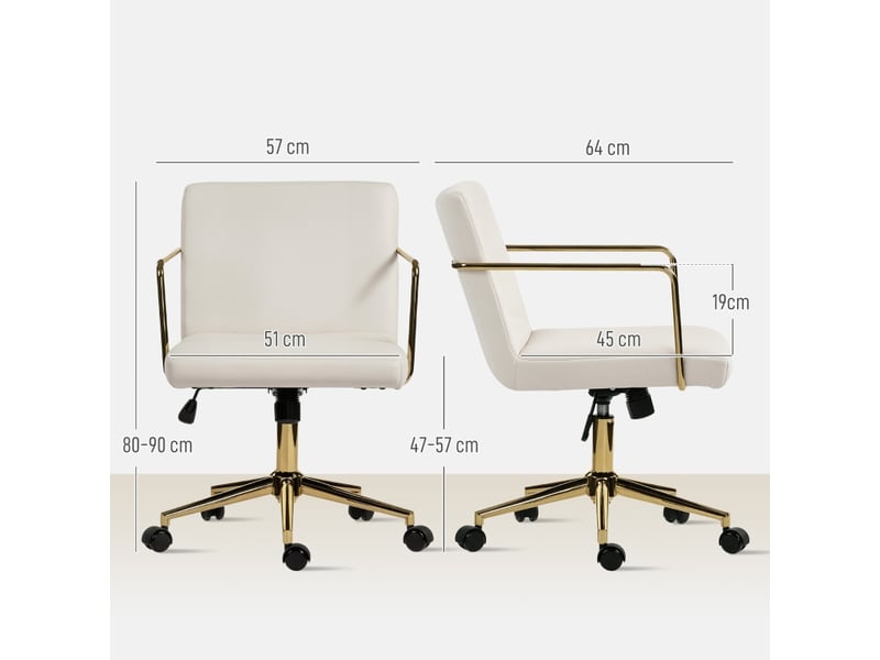  Chaise de bureau emora pivotante roulettes velours blanc crème  - Conforama E