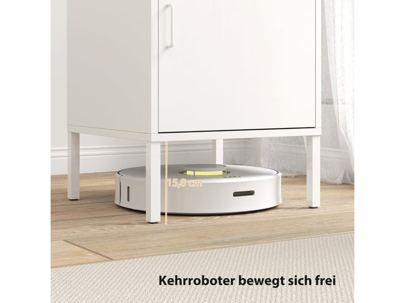  Table de chevet,40x40x56 cm,avec étagère réglable,acier,blanc  - Conforama D