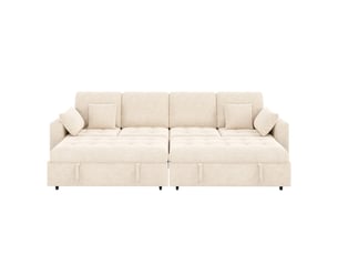 Canapé d'angle réversible convertible LEYTN 4 places Tissu beige