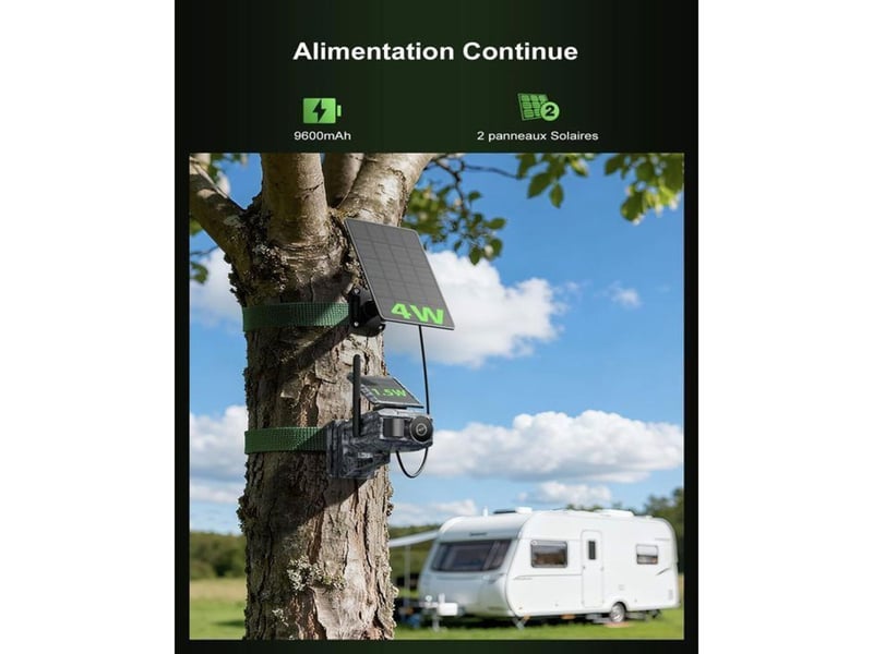 Caméra de surveillance extérieure solaire 4g 5mp zoom optique x30 ip66 rotation 200° - Conforama C