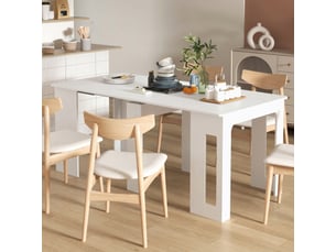 Table à manger pliante, table pliante cuisine extensible jusqu'à 6 personnes, pour petits espaces, salle à manger, blanc