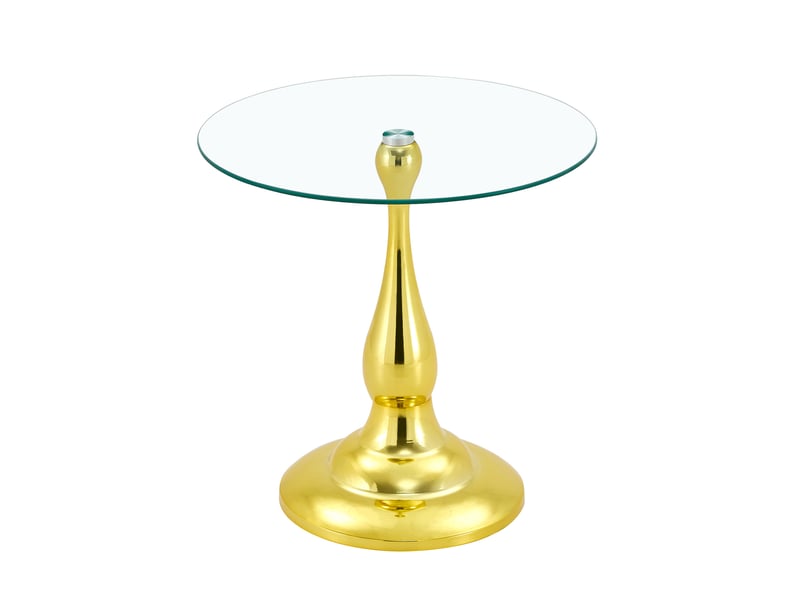  Table d'appoint ronde en verre trempé ø50 cm, pied métal doré, hauteur 51,5 cm  - Conforama A