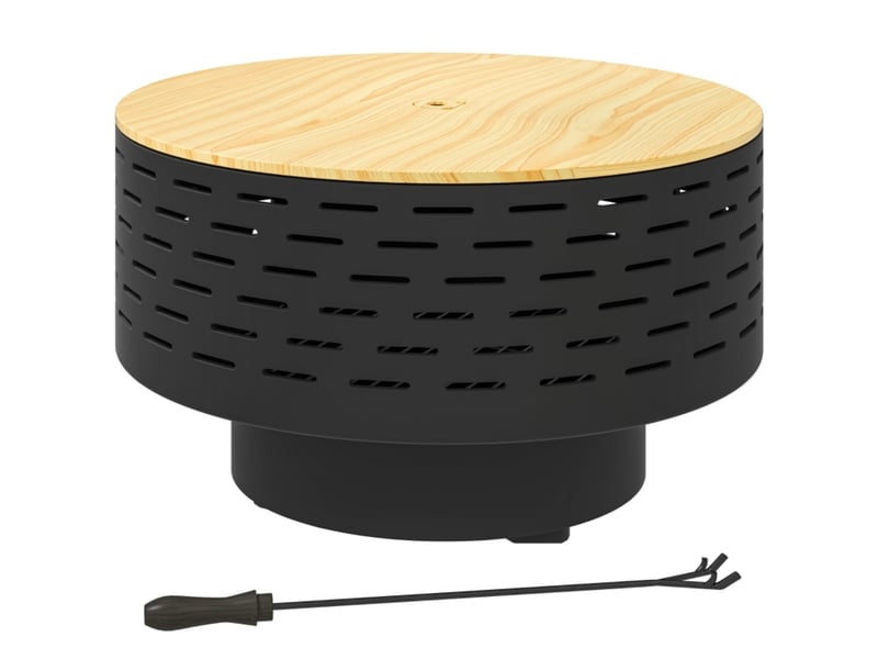  Brasero 3-en-1 ø60 x h39 cm – gris anthracite – grill, table de jardin et pare-étincelles en acier inoxydable  - Conforama B