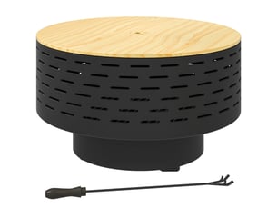 Brasero 3-en-1 ø60 x h39 cm – gris anthracite – grill, table de jardin et pare-étincelles en acier inoxydable