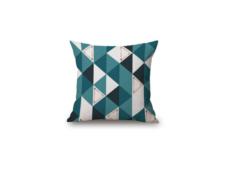  Housse de coussin - pièces housses de coussin 45 x 45 cm, taie d'oreiller décorative carrée housse de coussin de canapé triangle bleu imprimé motif géométrique coton lin  - Conforama D