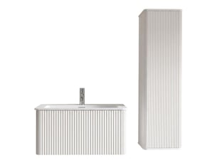 Ensemble meuble salle de bain avec vasque 60 cm suspendu miroir led antibuée rangement