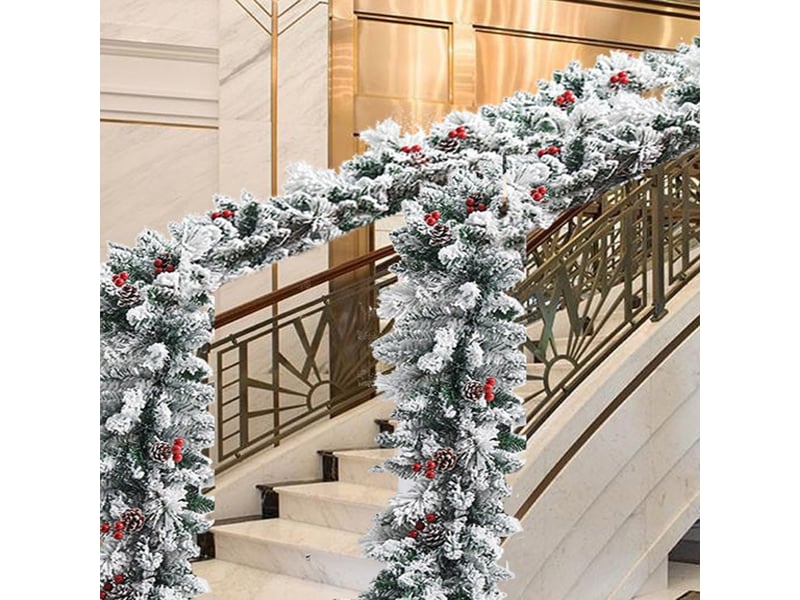 Guirlande de noël en pin vert 1,8m – épaisse, réutilisable, pour cheminée, table, mur et intérieurextérieur  - Conforama E