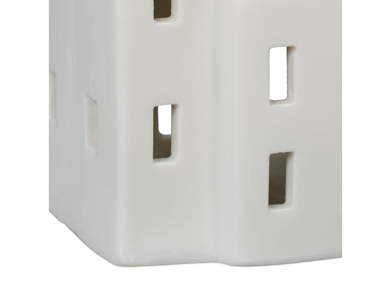  Photophore en forme de maison ambiance cosy déco intérieur 18 x 12 x 12 cm en porcelaine blanche 13_0015177  - Conforama D