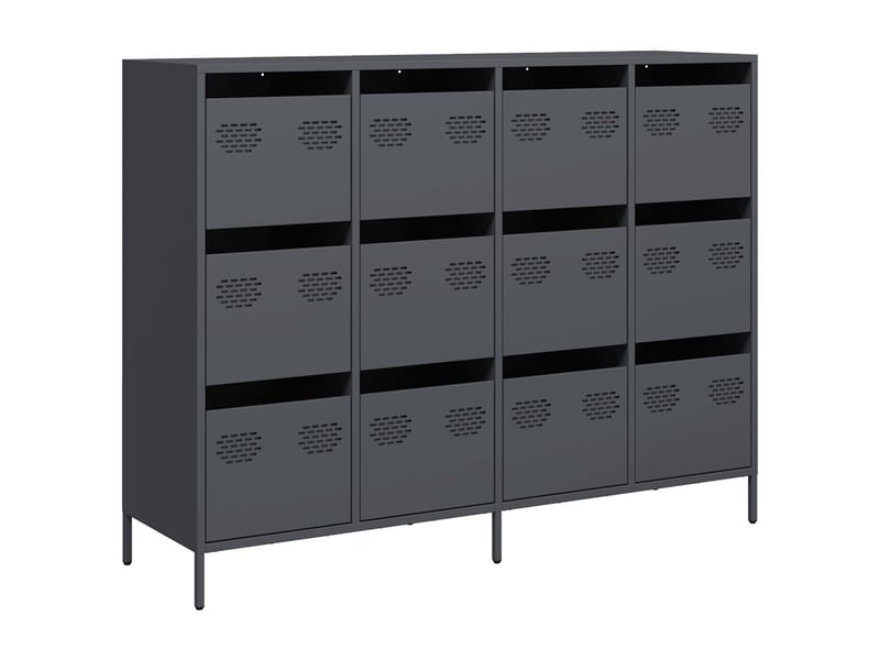  Buffet - bahut - meuble de rangement anthracite 135x39x103,5 cm acier laminé à froid  - Conforama A