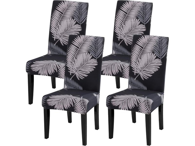  Housse de chaise élastique et rétractable pour restaurants, maisons, hôtels, mariages et conférences feuille de palmier grise, 4 XLH-ZLS-009377MF - Conforama E