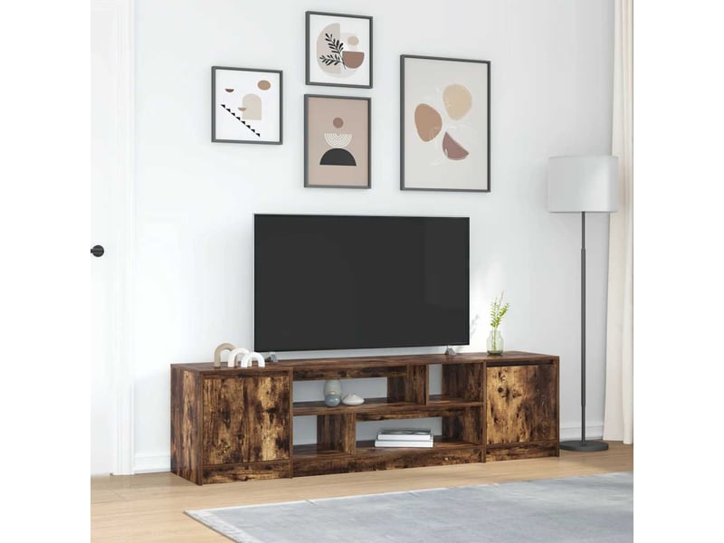  Meuble tv - banc tv - meuble de rangement chêne fumé 188,5x41x50 cm bois d'ingénierie  - Conforama B