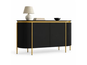 Buffet 4 porte(s)  0 tiroir(s) <strong>BEAOK</strong> <strong></strong> - 140 cm coloris noir 