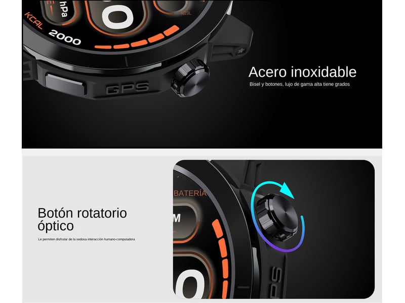  (noir) montre connectée avec écran amoled, appels bluetooth, boussole et résistance à l'eau.  - Conforama D
