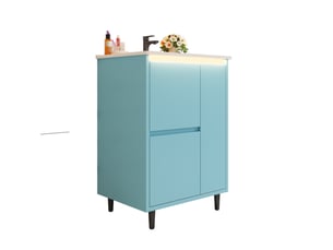 Meuble vasque sur pied 61x46,5x87 cm avec 2 tiroirs coloris bleu